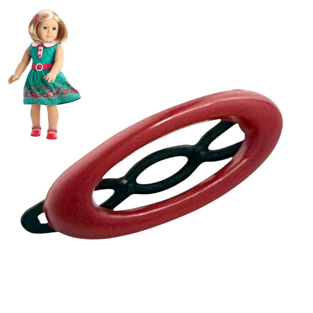 American Girl Kit Barrette Meet Outfit Hair Clip Accessory Red Tige Boule New